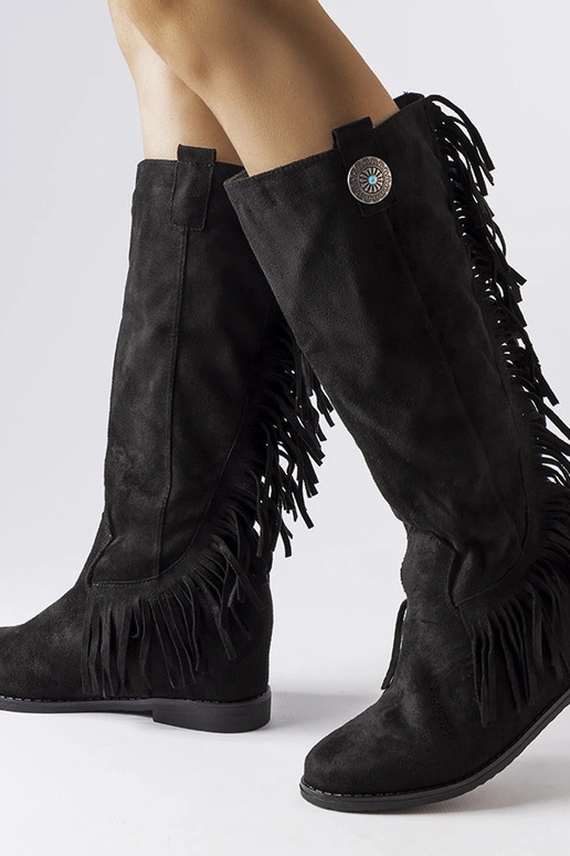 Schwarze Stiefel mit bezogenem... Schwarze Stiefel mit bezogenem...