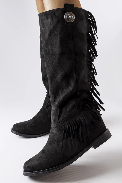 Schwarze Stiefel mit bezogenem... Schwarze Stiefel mit bezogenem...