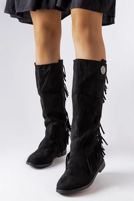 Schwarze Stiefel mit bezogenem... Schwarze Stiefel mit bezogenem...