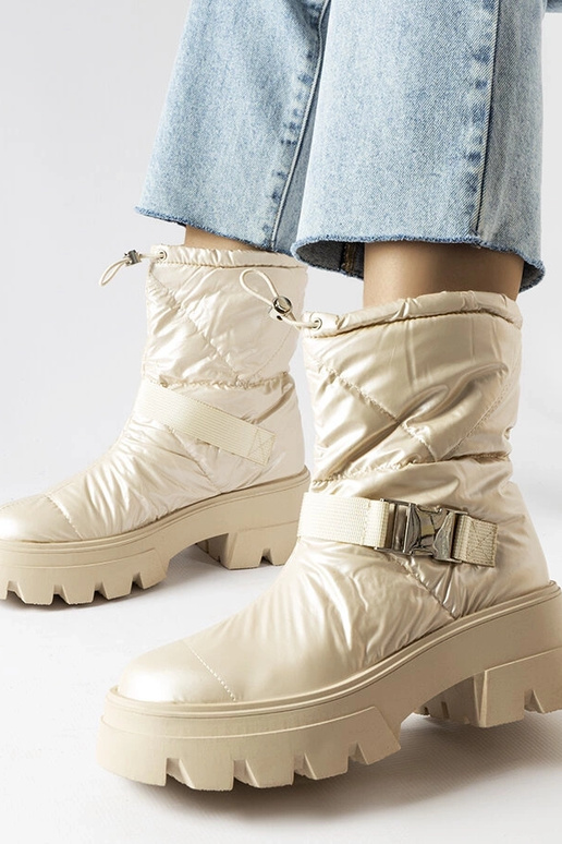 Beige Lack-Schneestiefel Ambretta