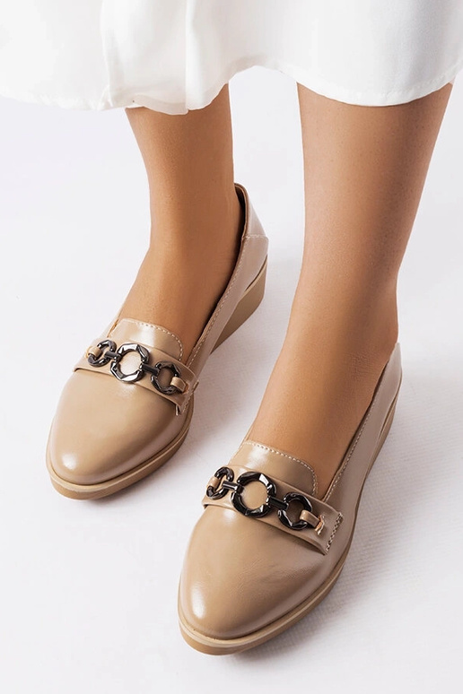 Beige Lackleder-Keil-Loafer Erin Beige Lackleder-Keil-Loafer Erin
