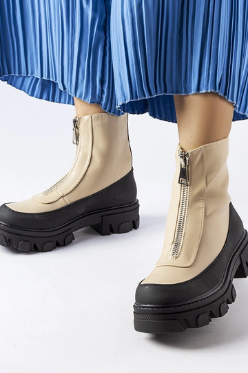 Beige Damenstiefeletten mit... 2