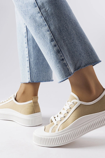 Beige Plateau-Sneakers...