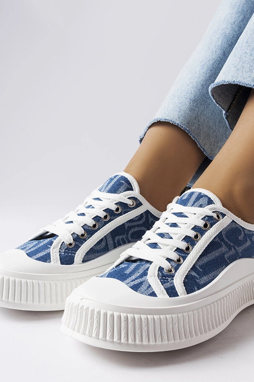 Marineblaue Plateau-Sneakers von...