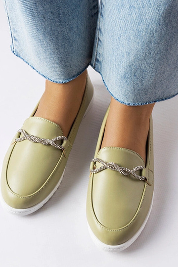 Grüne Loafer mit Zirkonen Paola 2