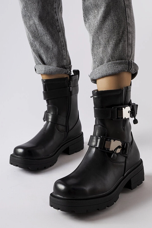 Schwarze klobige Enrico-Stiefel