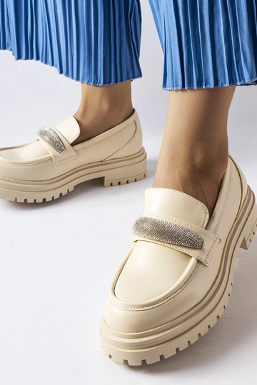 Beige Loafer mit Zirkonen... 2