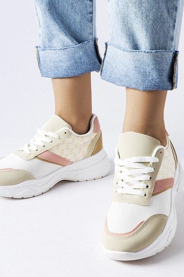 Beige und weiße Sneakers...