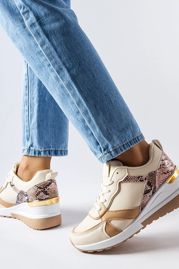 Beige Leopoldo-Keilsneakers