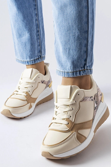 Beige Leopoldo-Keilsneakers 2