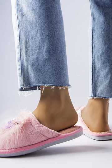 Rosa warme Hausschuhe mit... 2