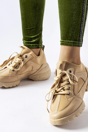 Dunkelbeige Sportschuhe mit elastischem Schaft, „Abal"