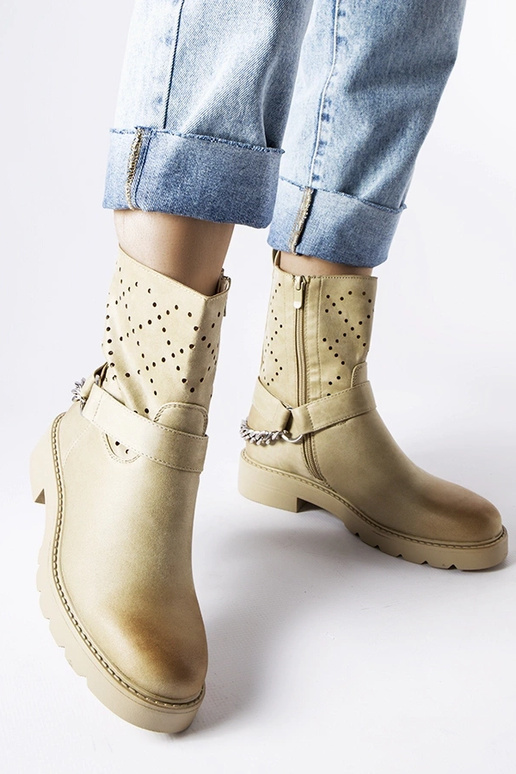 Grüne durchbrochene Stiefeletten mit...