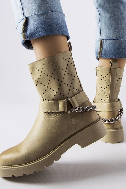 Grüne durchbrochene Stiefeletten mit...