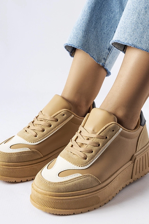 Beige Sneaker auf dickem Plateau Seluci
