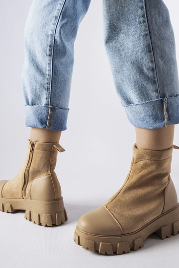 Beige Kunstwildleder-Arbeitsschuhe mit Milo-Profil 2