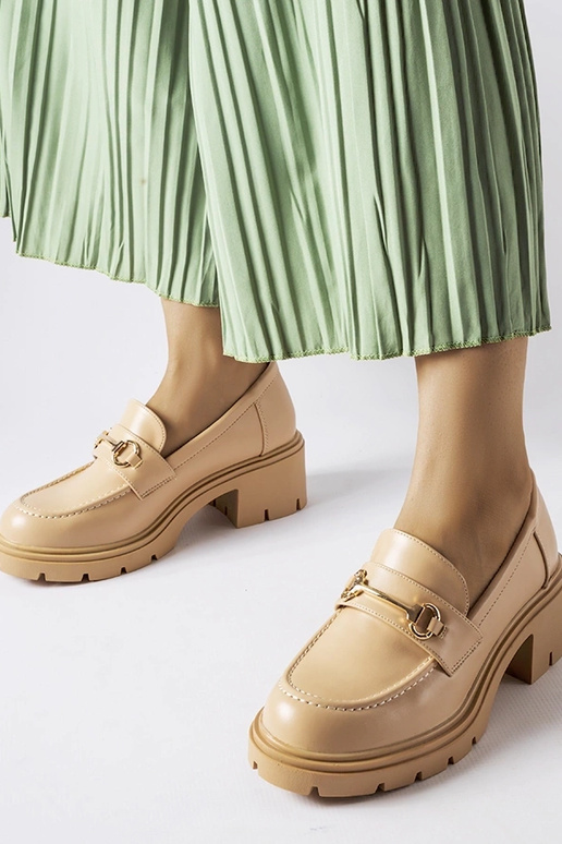 Beige Halbschuhe mit Absatz, „Fabrizio"