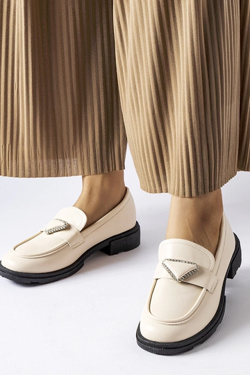 Beige Mokassins mit Zirkonen verziert Marsilius