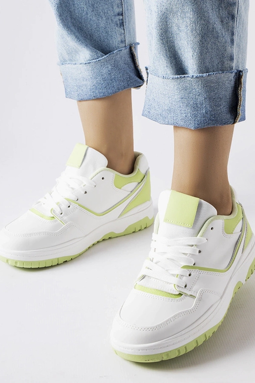 Weiße und grüne Barrette-Sneakers
