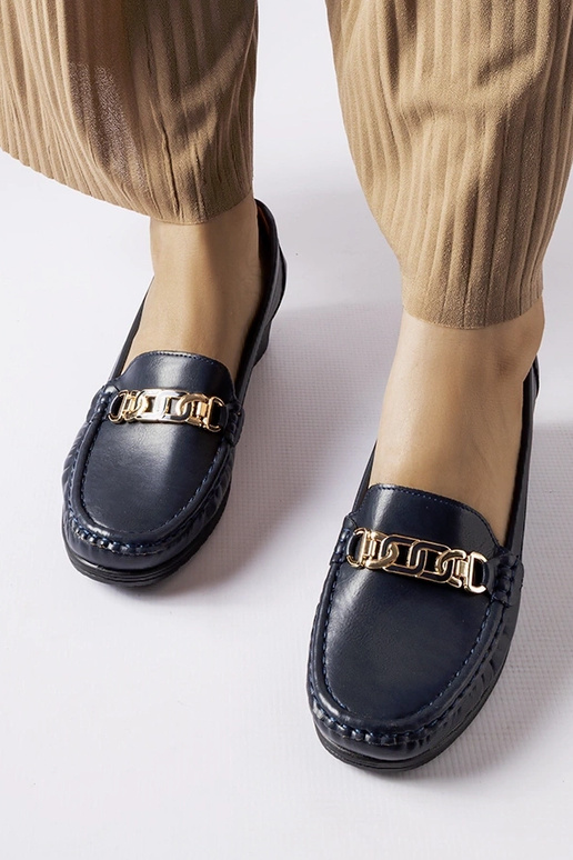 Marineblaue Loafer mit Keilschnalle... Marineblaue Loafer mit Keilschnalle...