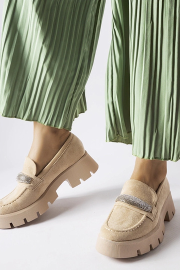 Beige Mokassins mit...