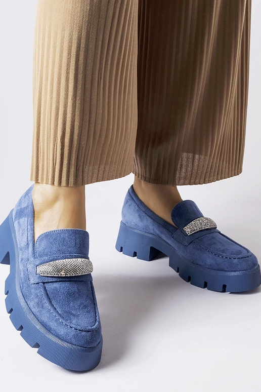 Blaue Mokassins mit Zirkonen Macario Blaue Mokassins mit Zirkonen Macario