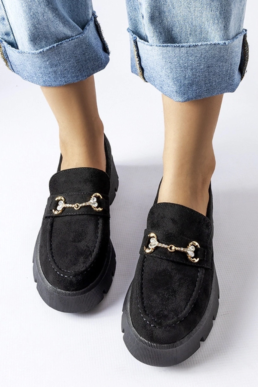 Schwarze Loafer mit Schnalle und... Schwarze Loafer mit Schnalle und...