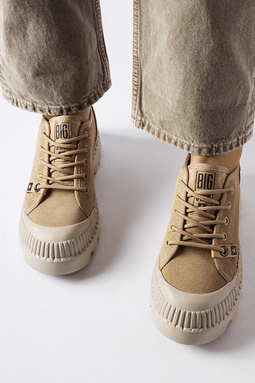Beige Leder-Sneaker Big Star KK274511
