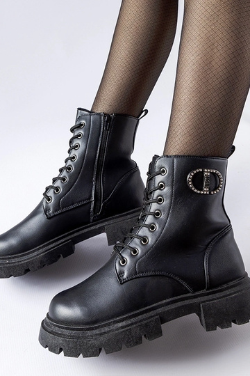 Schwarze isolierte Stiefel mit Zirkonen Broberg