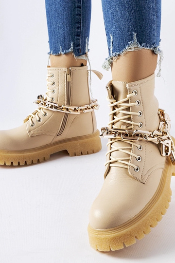 Beige Bowling-Stiefel mit...