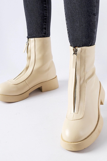 Beige isolierte Stiefeletten mit Reißverschluss Baldo