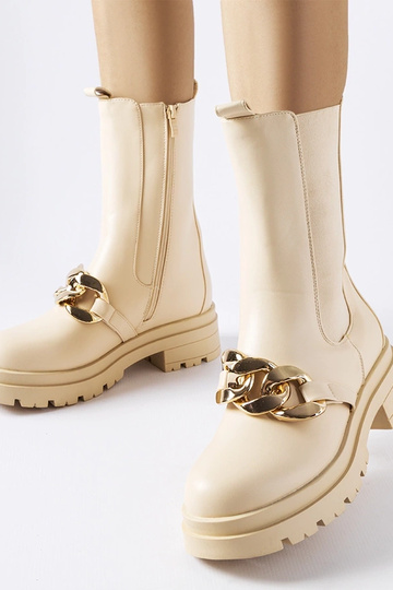 Beige Stiefeletten mit...