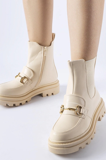 Beige Stiefeletten mit...