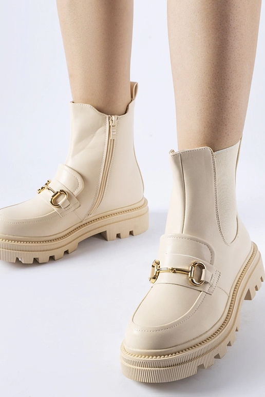 Beige Stiefeletten mit sichtbarem...