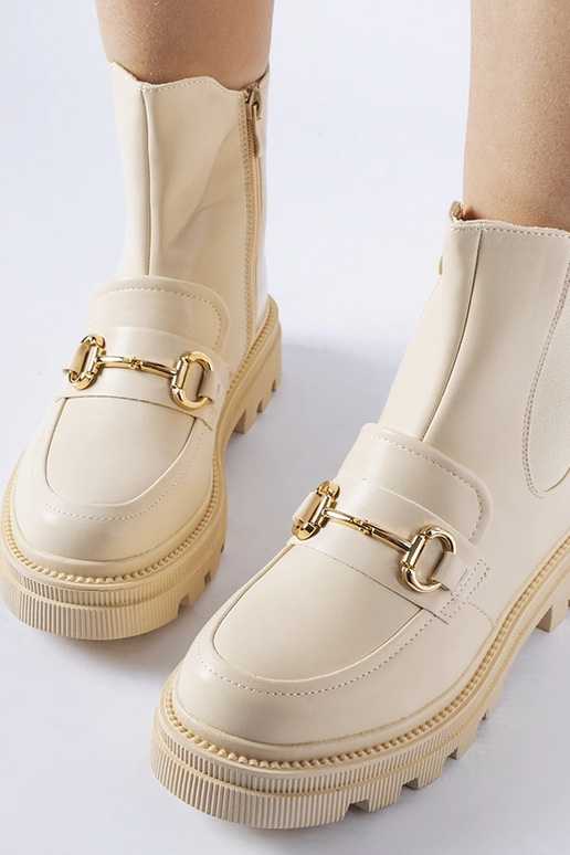 Beige Stiefeletten mit sichtbarem...