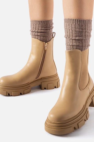 Beige Stiefeletten mit Gummieinsatz D'Isola 2