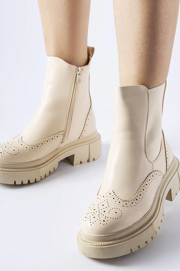 Beige Stiefel mit Nähten,...