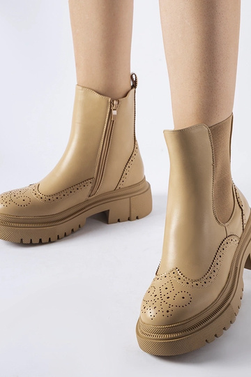 Dunkelbeige Stiefeletten...