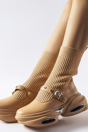 Ivana beige Sockenstiefel 2