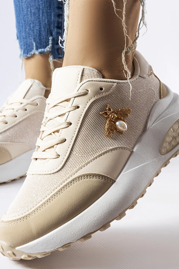Beige-weiße Sneaker mit dekorativem Acciano-Faden 2