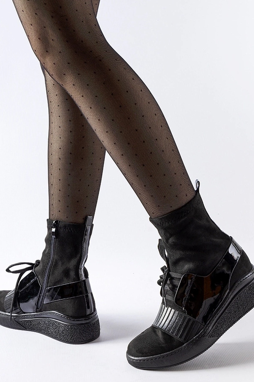 Schwarze Spoleto-Stiefel mit Keilabsatz