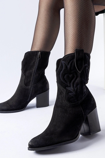 Schwarze Wildleder Cowboy-Stiefel, „Karino"