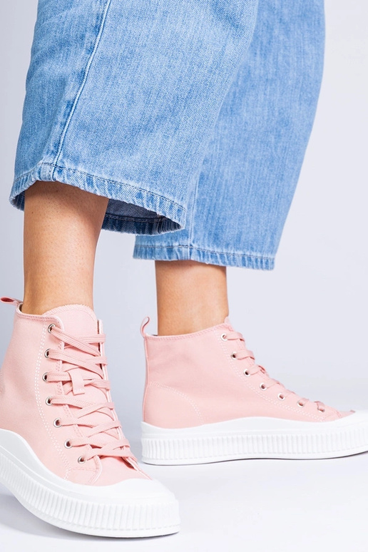 Rosa hohe Schuhe auf Plattform,...