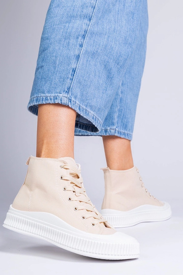 Sandfarbene Schuhe auf Plattform, „Guerrino" 2