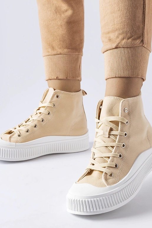 Sandfarbene Schuhe auf Plattform,...