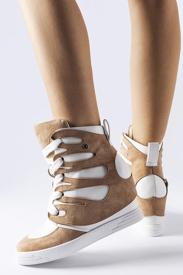 Weiße und beige Keil-Sneaker von Pantaleone