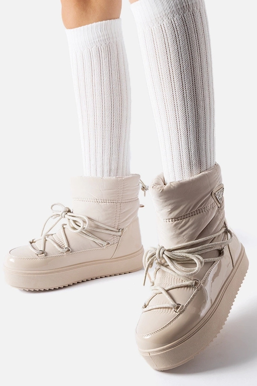 Beige isolierte Schneestiefel mit...