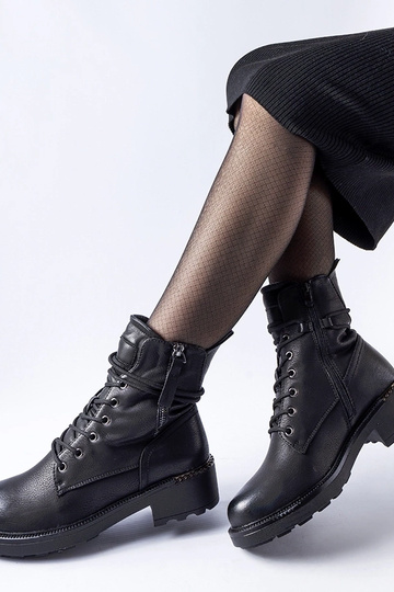 Schwarze Stiefeletten mit dekorativem Reißverschluss Emarese