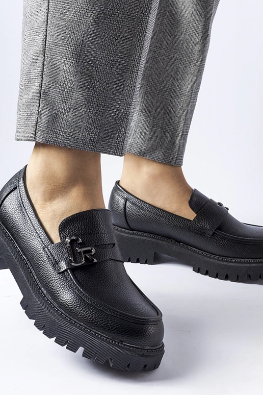 Schwarze klassische Mokassins mit...