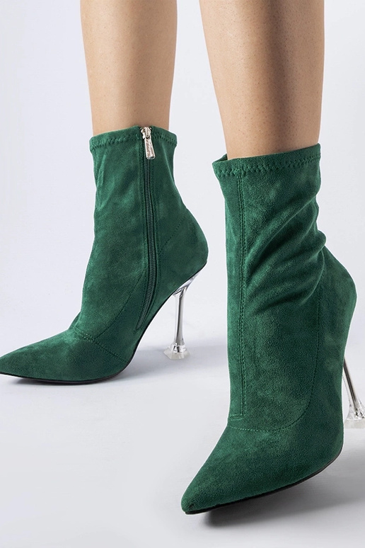 grüne Stiefeletten mit dekorativem...